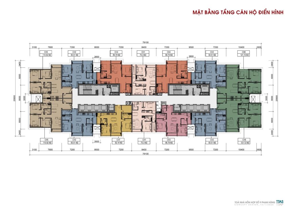Mặt bằng tầng điển hình Grand Era Phạm Hùng